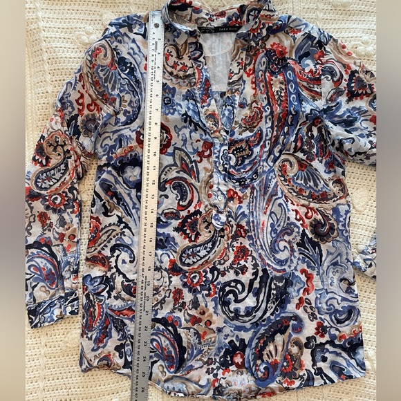 Zara Multi-Colour Cotton Popover Shirt, Medium - Picture 6 of 6